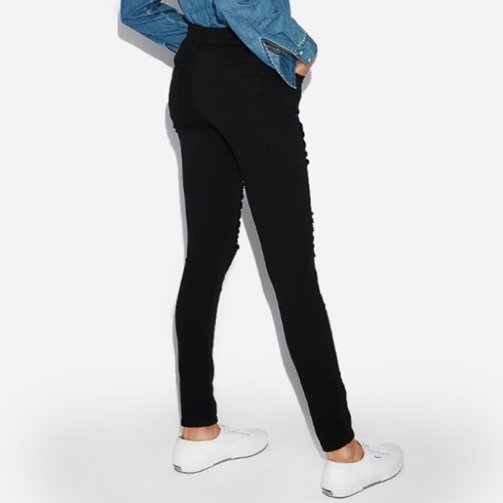 Express Mid Rise Black Skinny Jeans
